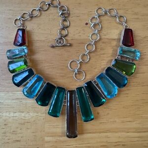 Multicolor Glass Gemstone Look Necklace
